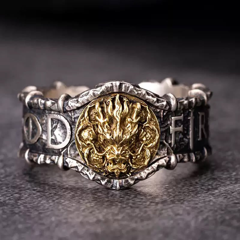 WorldNorse 925 Sterling Silver Vintage Dragon Emblem Ring - US 11-US 12 - image 0