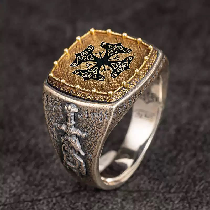 WorldNorse 925 Sterling Silver Celtic Cross Mjolnir Ring - Mjolnir - US 12 - image 1