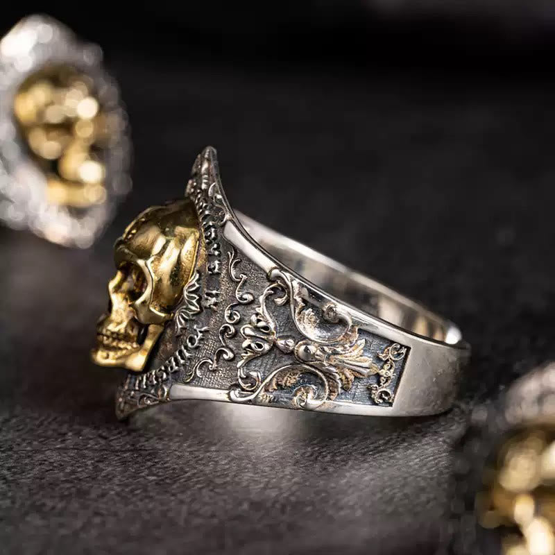 WorldNorse Handcrafted 925 Silver Gothic Skull Engraved Ring - image 7