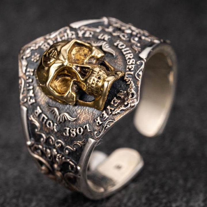 WorldNorse 925 Sterling Silver Gothic Skull Engraved Ring - image 5