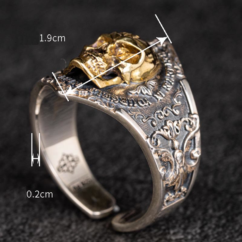 WorldNorse 925 Sterling Silver Gothic Skull Engraved Ring - image 11