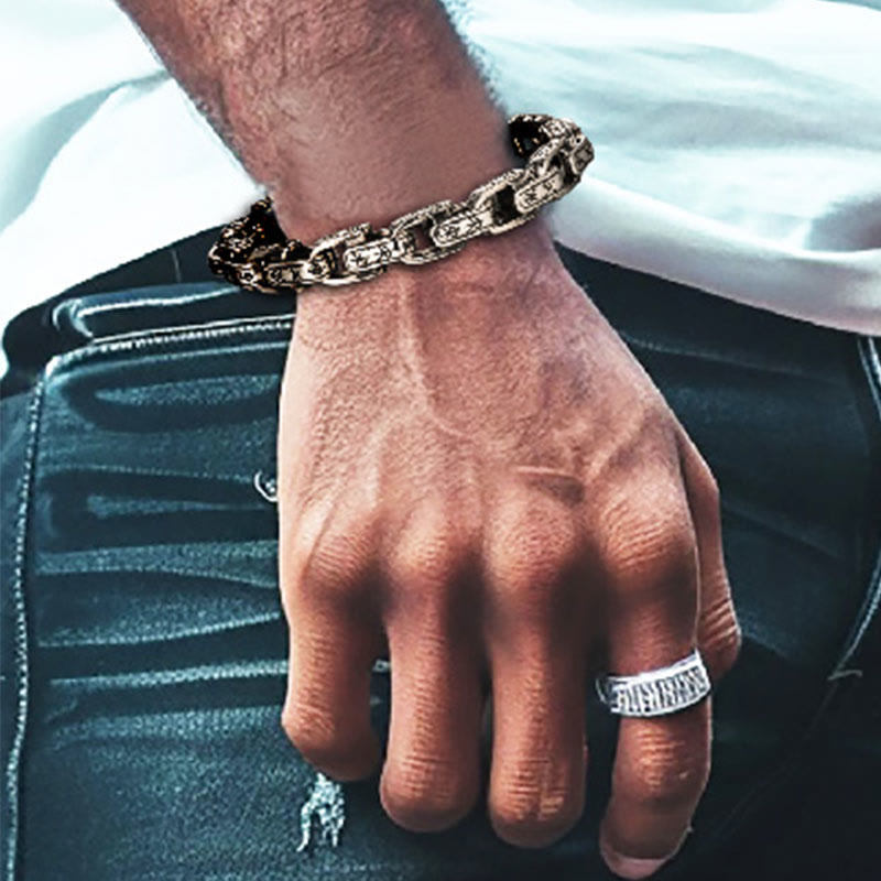 WorldNorse 925 Sterling Silver Rune Engraved U Shaped Bracelet - image 9
