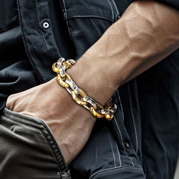 WorldNorse Rune Engraved Intricate Link Bracelet - image 4