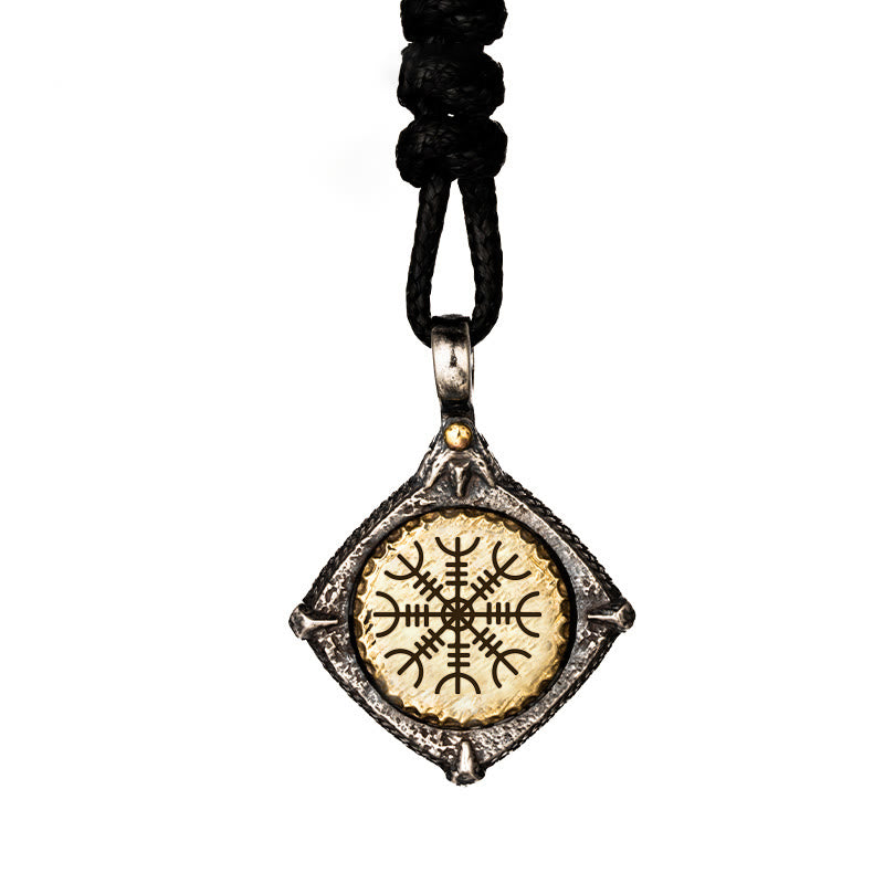 WorldNorse Handcrafted 925 Silver Helm Of Awe Necklace - Helm of Awe#Wax Rope - image 10