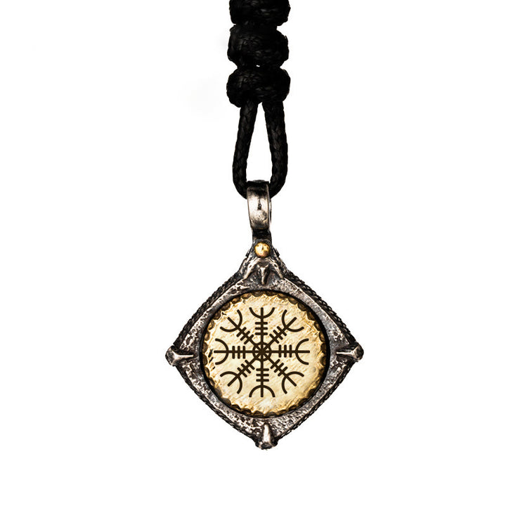 WorldNorse Handcrafted 925 Silver Helm Of Awe Necklace - Helm of Awe#Wax Rope - image 10