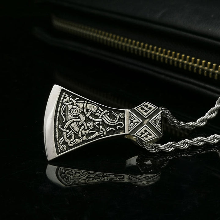 Worldnorse 925 Sterling Silver Viking Axe Odin Necklace