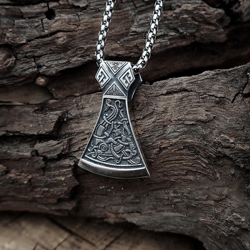 Worldnorse 925 Sterling Silver Viking Axe Odin Necklace