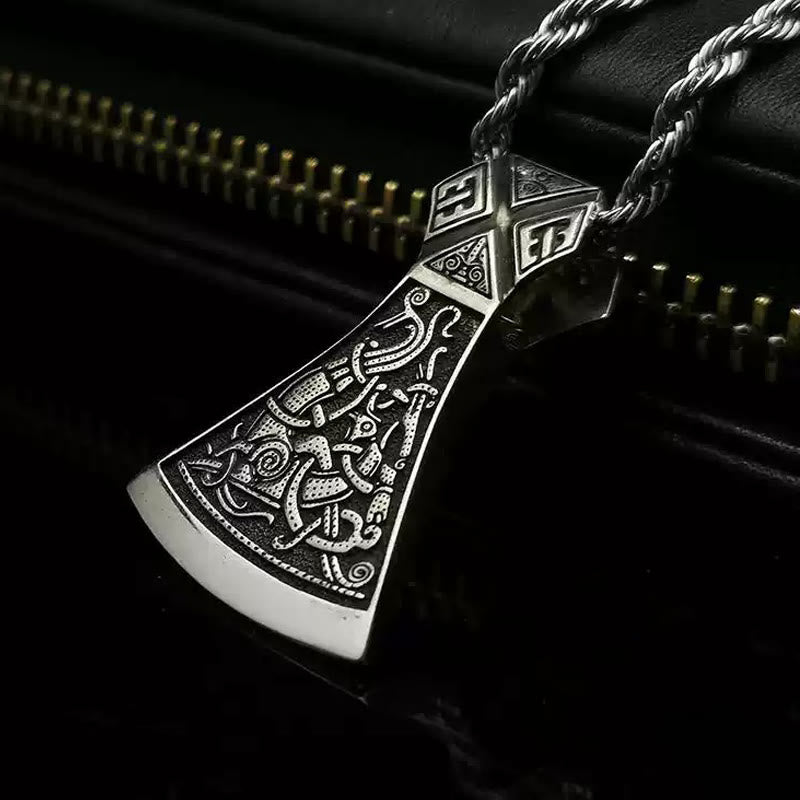 WorldNorse Handcrafted 925 Silver Viking Axe Odin Necklace - Silver - image 0