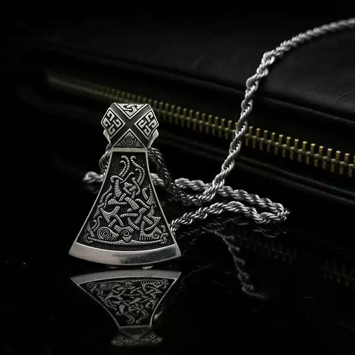 Worldnorse 925 Sterling Silver Viking Axe Odin Necklace