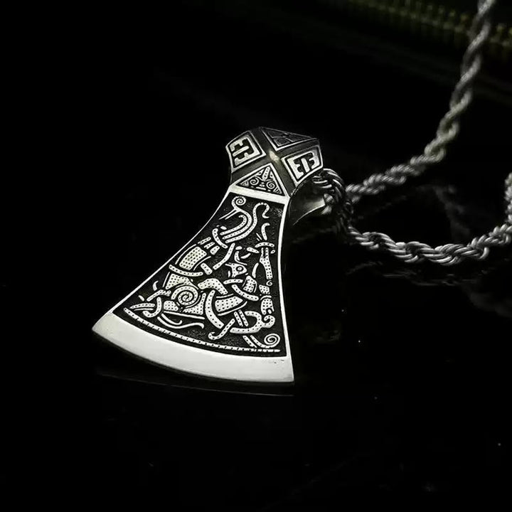 Worldnorse 925 Sterling Silver Viking Axe Odin Necklace