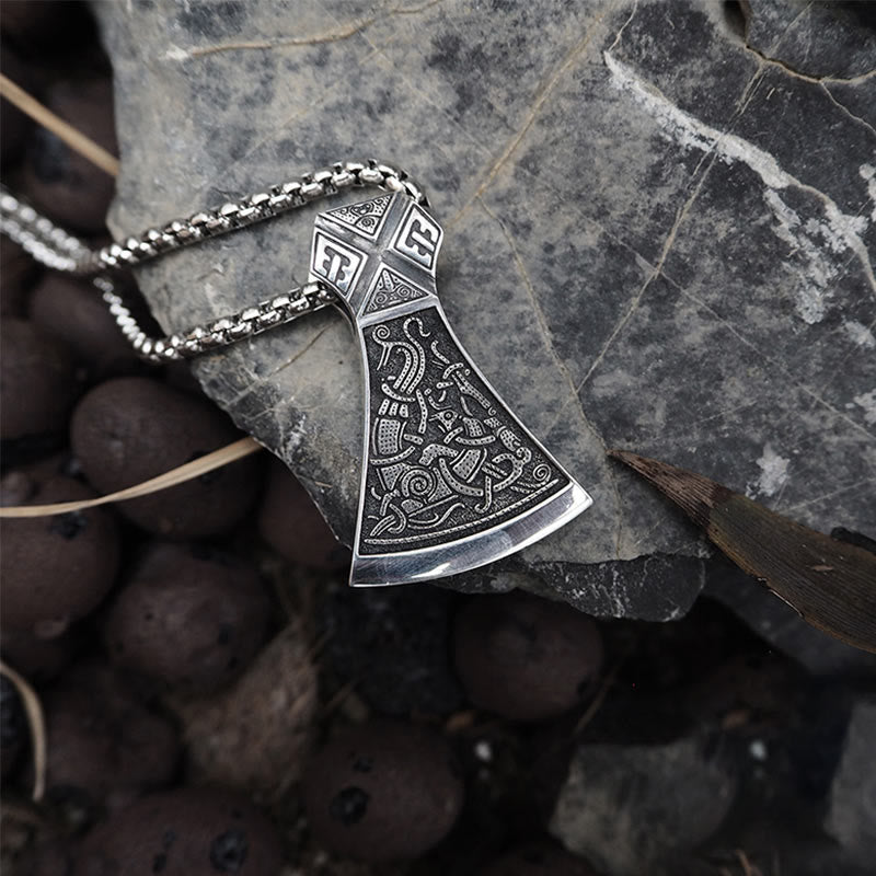 Worldnorse 925 Sterling Silver Viking Axe Odin Necklace