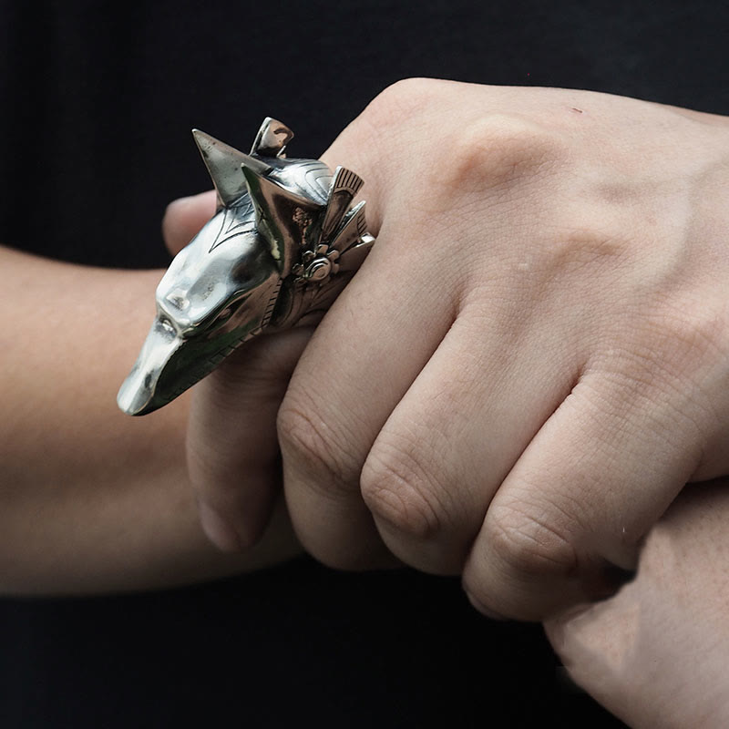 WorldNorse 925 Sterling Silver Anubis Gothic Ring - image 9