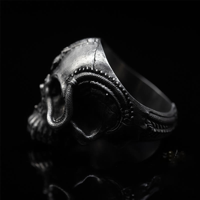 WorldNorse 925 Sterling Silver Snake Plate Skull Ring - image 5