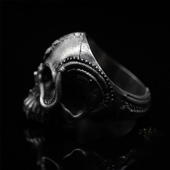 WorldNorse 925 Sterling Silver Snake Plate Skull Ring - image 5