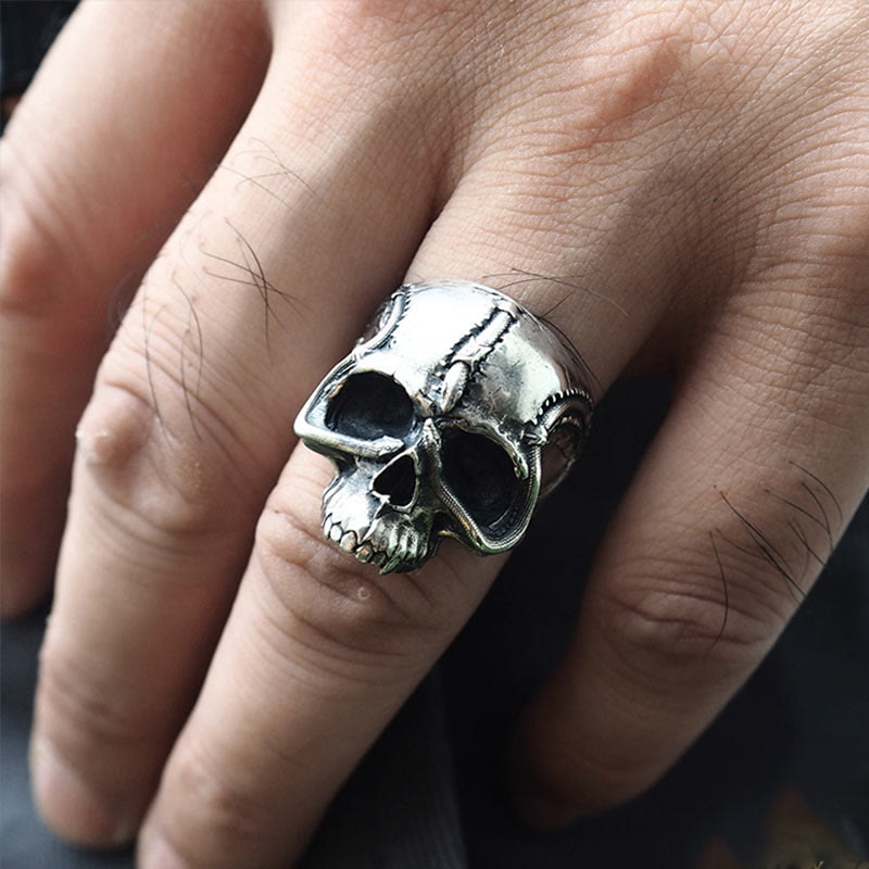 WorldNorse 925 Sterling Silver Snake Plate Skull Ring - image 3