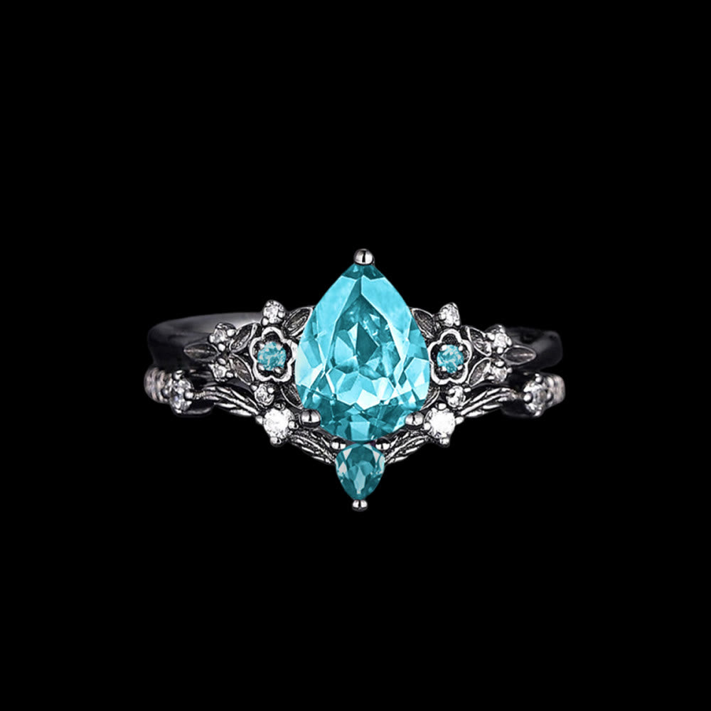 WorldNorse Nordic Floral Alexandrite Ring Set - Aquamarine - US 10 - image 8