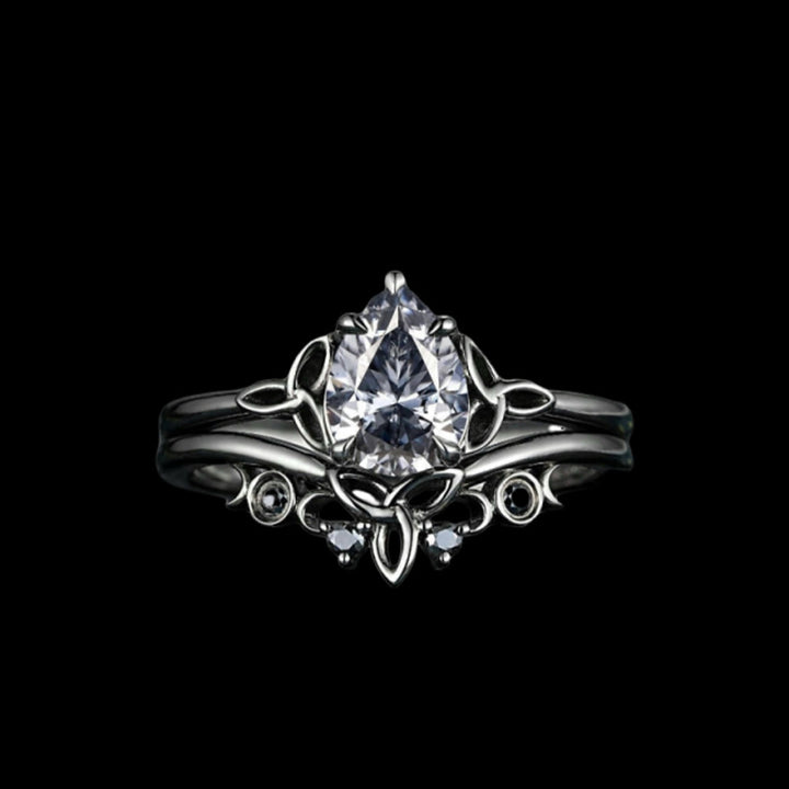 WorldNorse Vintage Celtic Knot Pear Gray Moissanite Ring Set - US 10 - image 1