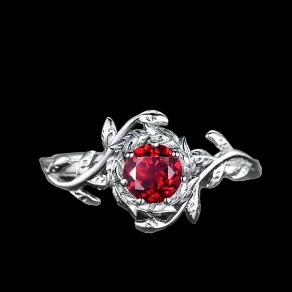 WorldNorse Freyja's Flame Leaf Wreath Garnet Ring - US 10 - image 1
