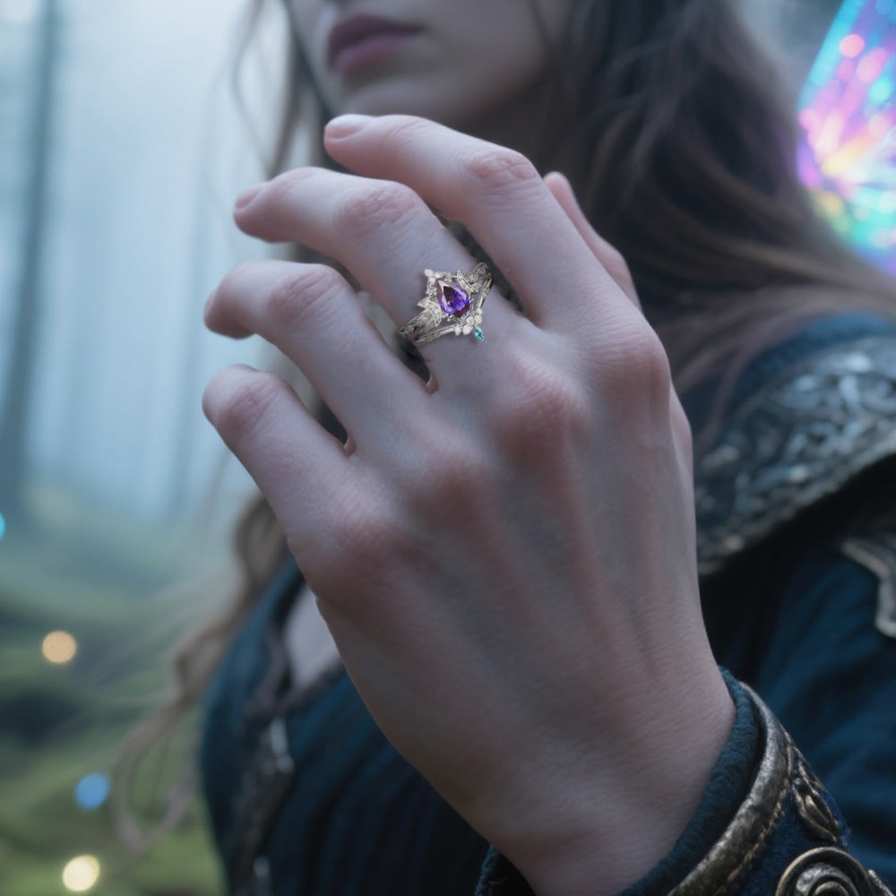 WorldNorse Moonspire Of Freyja Triple Moon Amethyst Ring - image 2