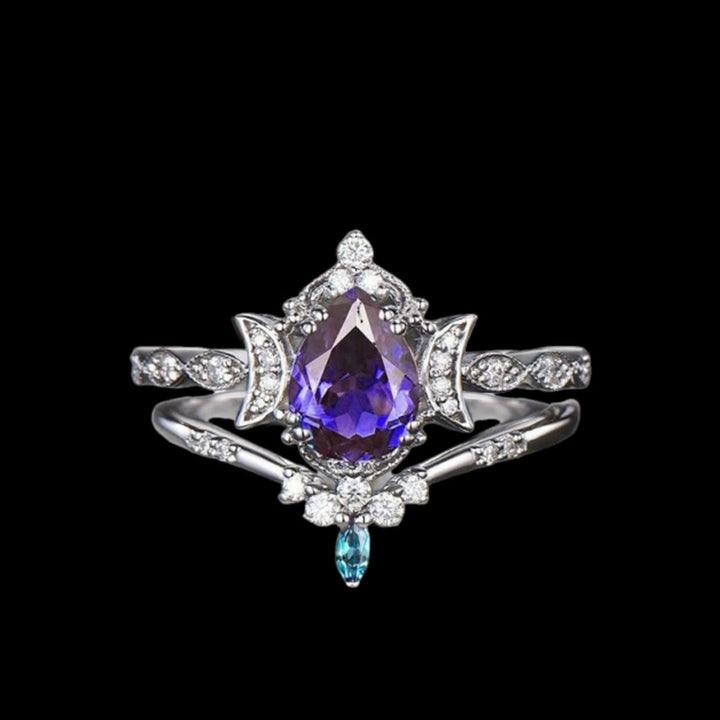 WorldNorse Moonspire Of Freyja Triple Moon Amethyst Ring - US 10 - image 0