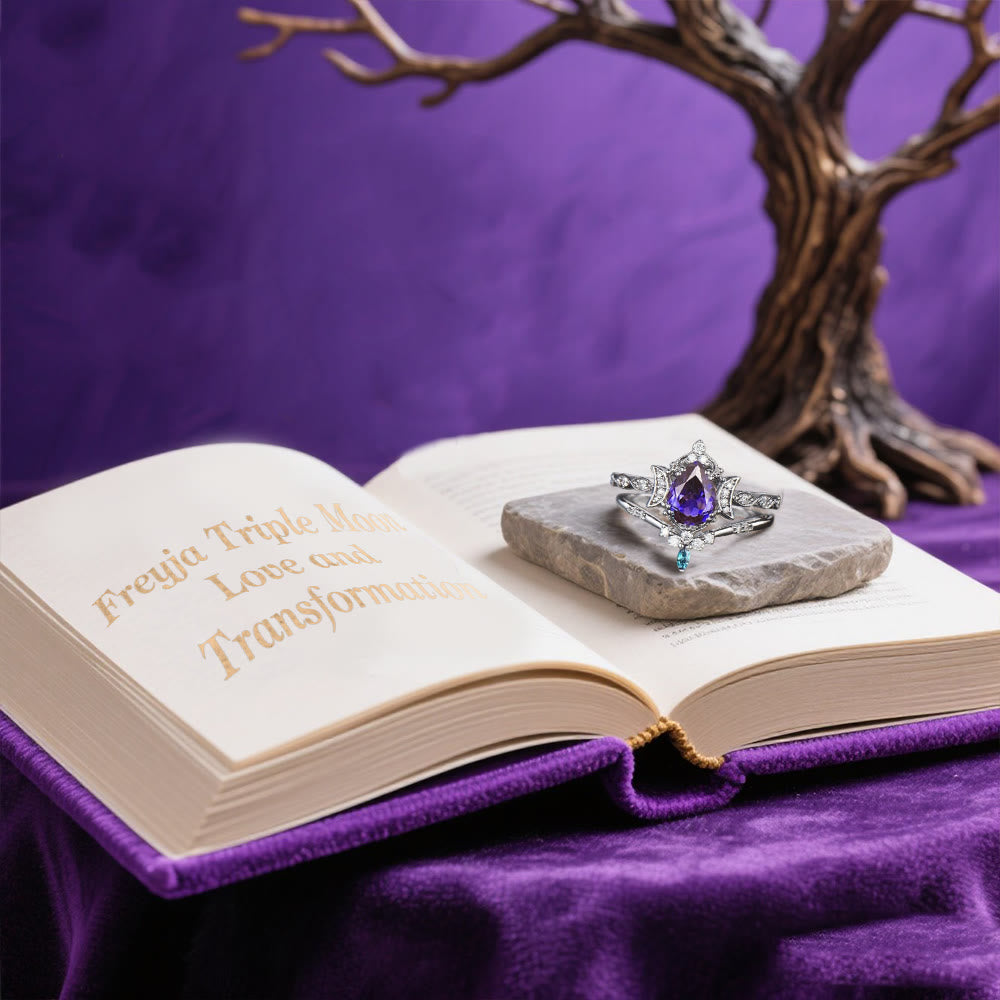 WorldNorse Moonspire Of Freyja Triple Moon Amethyst Ring - image 4