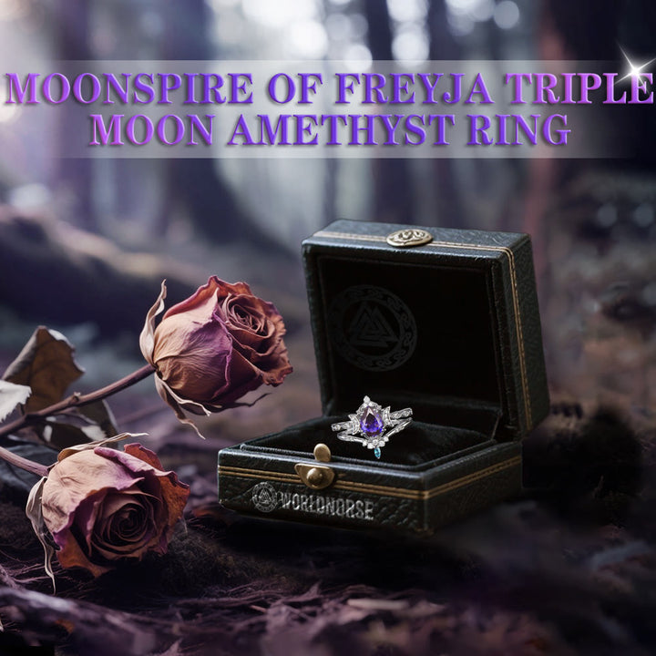 WorldNorse Moonspire Of Freyja Triple Moon Amethyst Ring - image 2