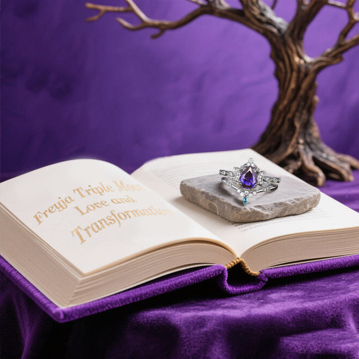 WorldNorse Moonspire Of Freyja Triple Moon Amethyst Ring - image 3