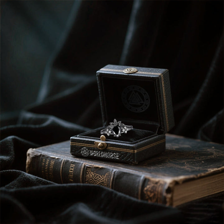 WorldNorse Black Onyx Tear Crown Ring Set - image 6