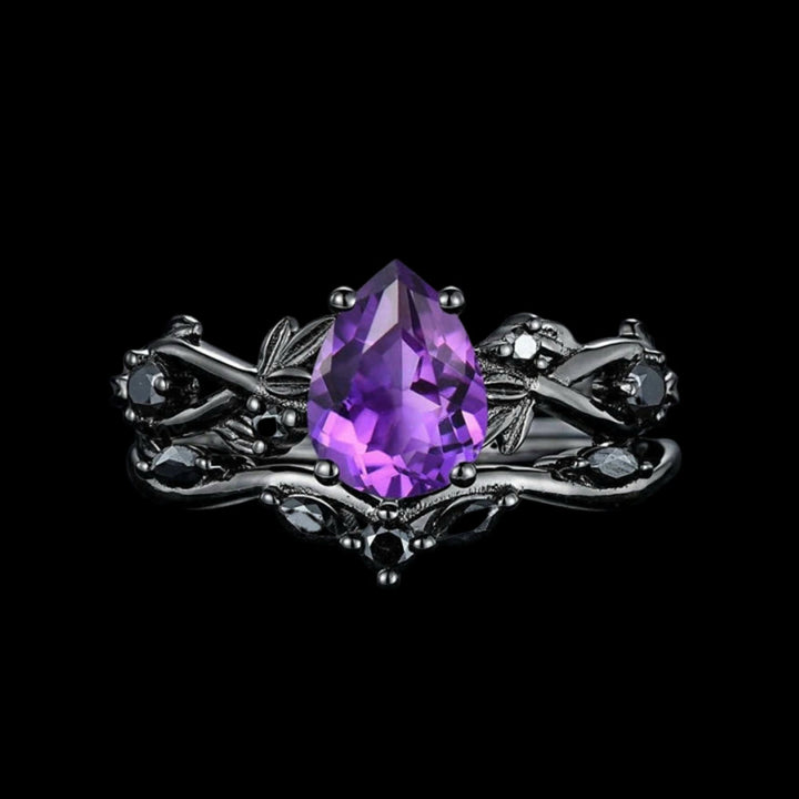WorldNorse Drop Of Yggdrasil Two Piece Ring Set - Amethyst - US 10 - image 5