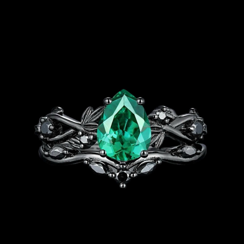 WorldNorse Drop Of Yggdrasil Two Piece Ring Set - Emerald - US 10 - image 15