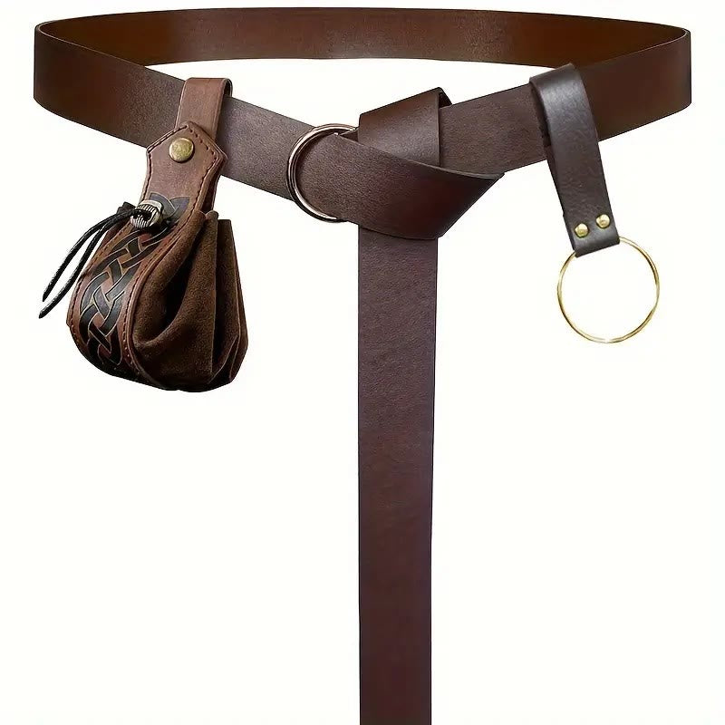 WorldNorse Steampunk Leather Sword Belt Sheath Bag Set - Belt + Bag + Accessories - Brown - image 3