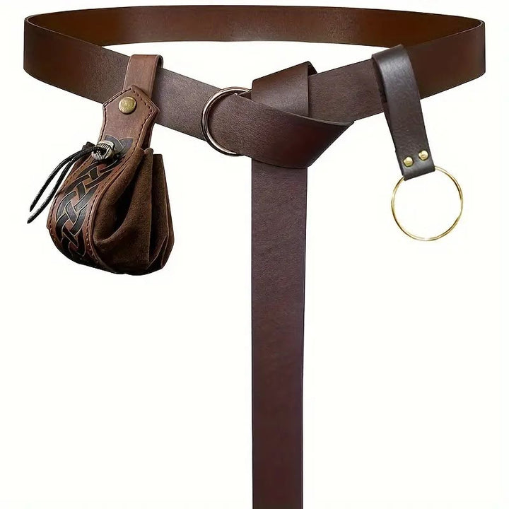 WorldNorse Steampunk Leather Sword Belt Sheath Bag Set - Belt + Bag + Accessories - Brown - image 3