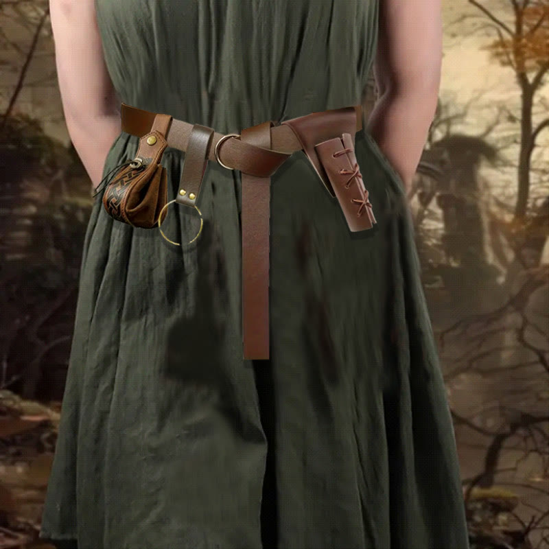 WorldNorse Steampunk Leather Sword Belt Sheath Bag Set - image 1