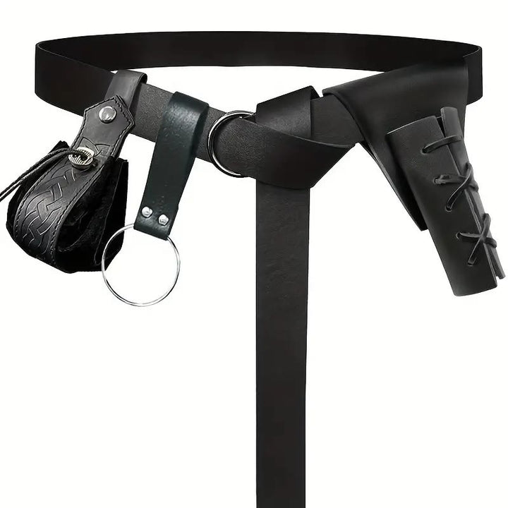 WorldNorse Steampunk Leather Sword Belt Sheath Bag Set - Belt + Bag + Accessories + Scabbard - Black - image 5