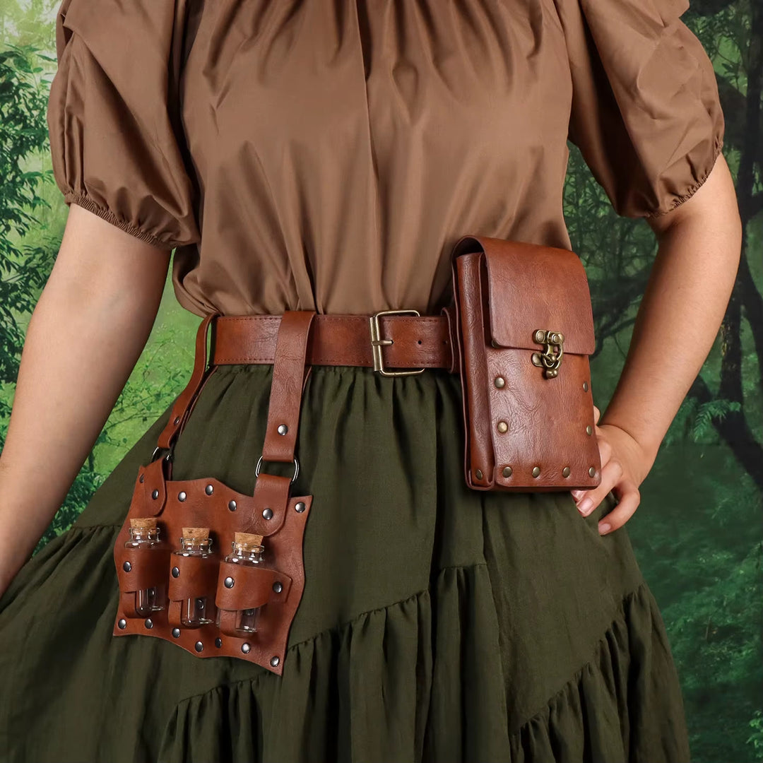 WorldNorse Alchemy Fantasy Potion Belt Pouch Bag - Brown - image 1