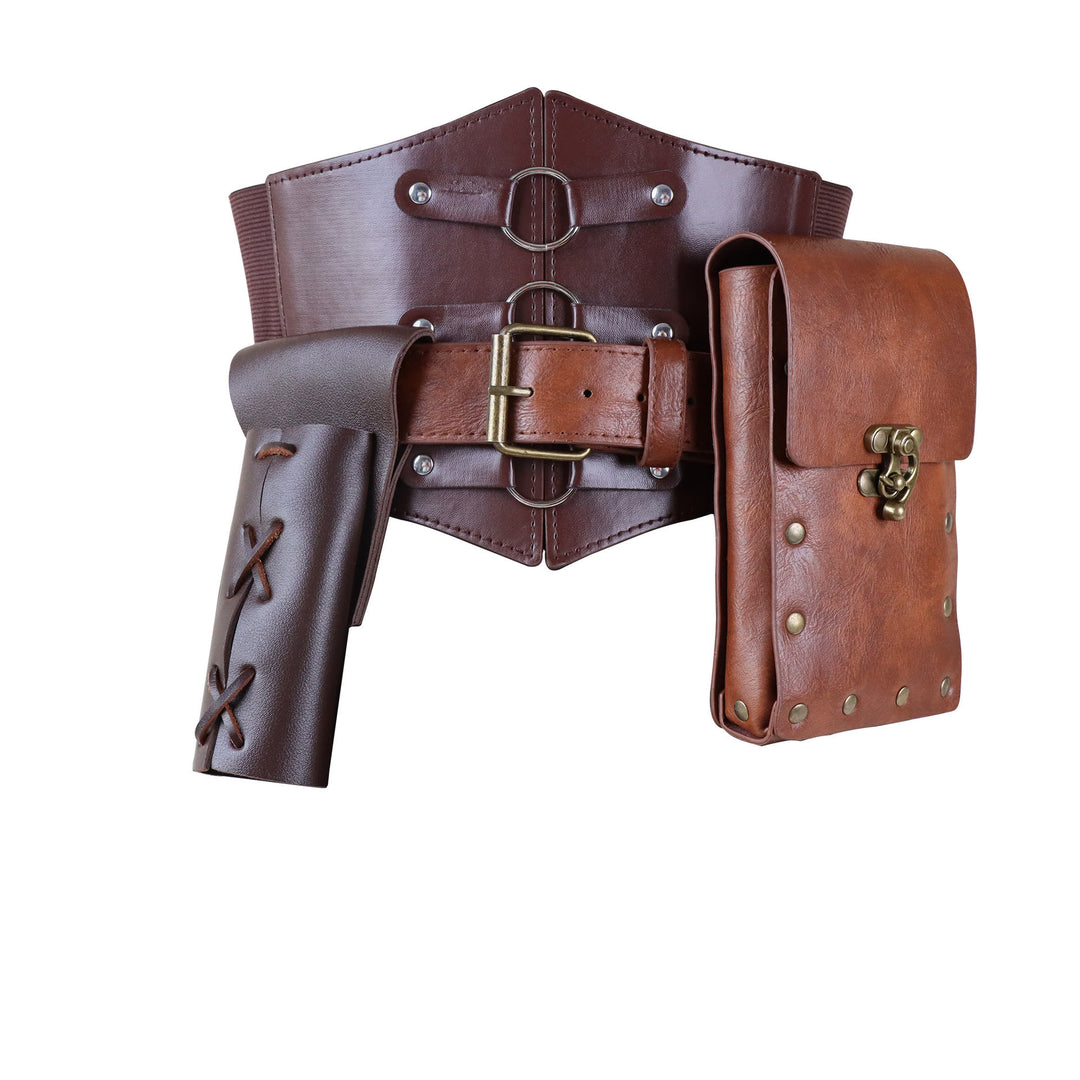 WorldNorse Renaissance Costume Accessories Waist Bag - Belt + Bag + Scabbard - Brown - image 10