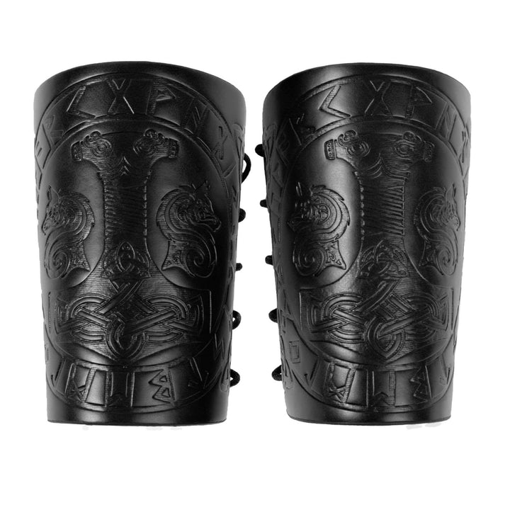 WorldNorse Viking Embossed Mjolnir Wolves Rune Arm Bracers - image 8