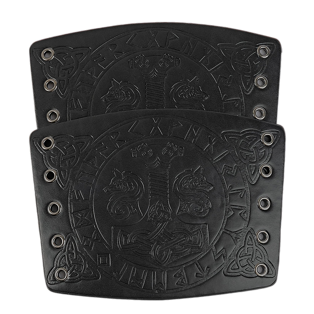 WorldNorse Viking Embossed Mjolnir Wolves Rune Arm Bracers - image 10