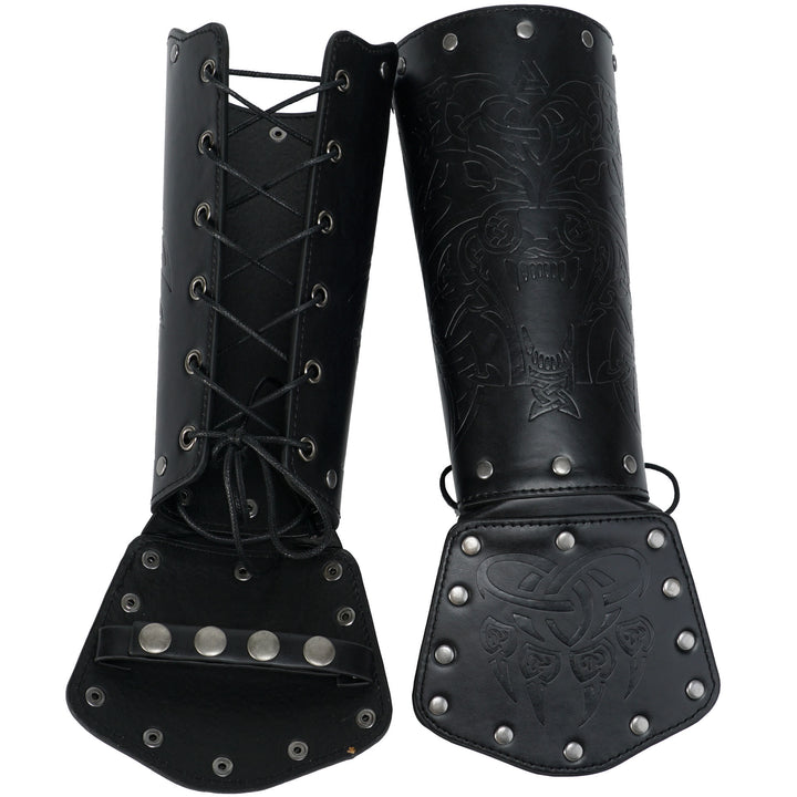 WorldNorse Viking Wolf Triquetra Leather Arm Bracers - image 15
