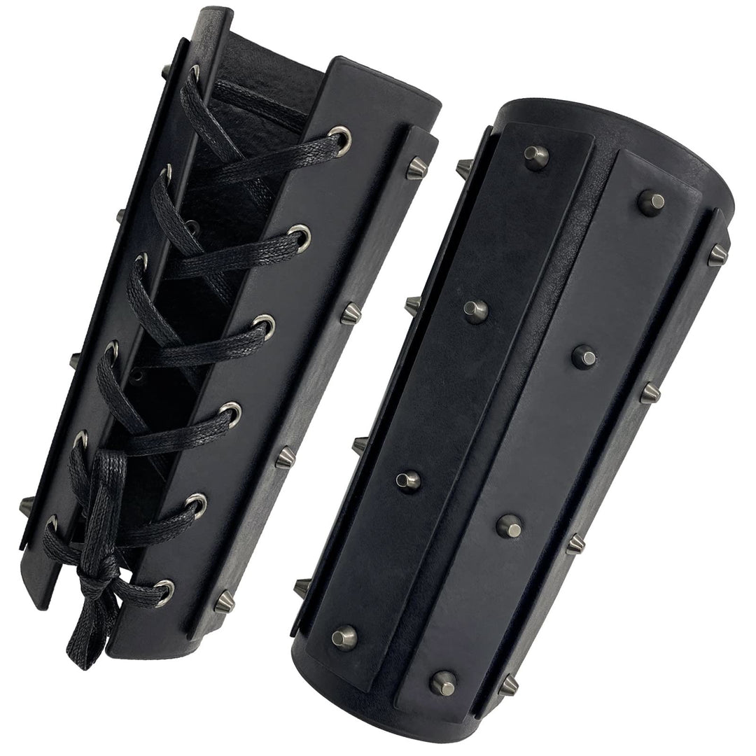 WorldNorse Gothic Rivets Lace Up Arm Bracers - Black - image 13