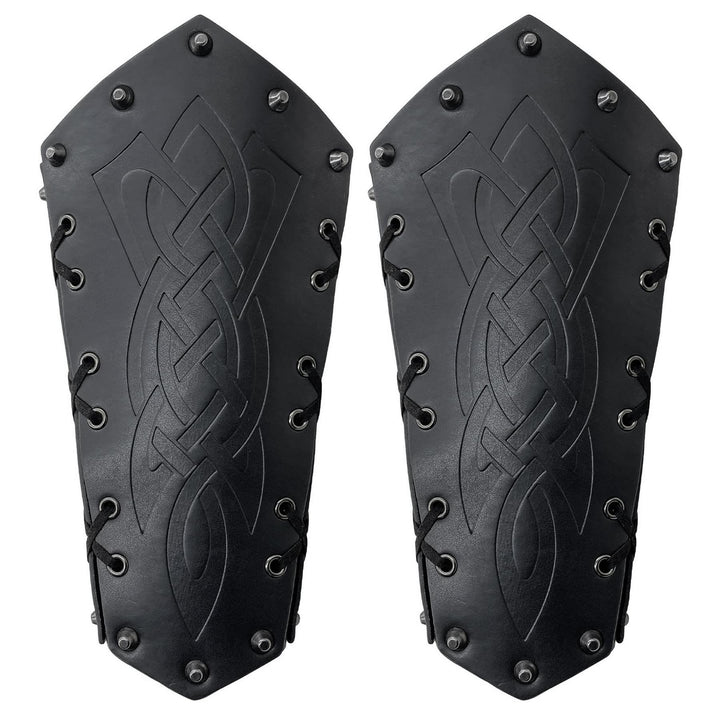 WorldNorse Viking Warrior Bucket Spike Lace Up Arm Bracers - Blade - Black - image 6