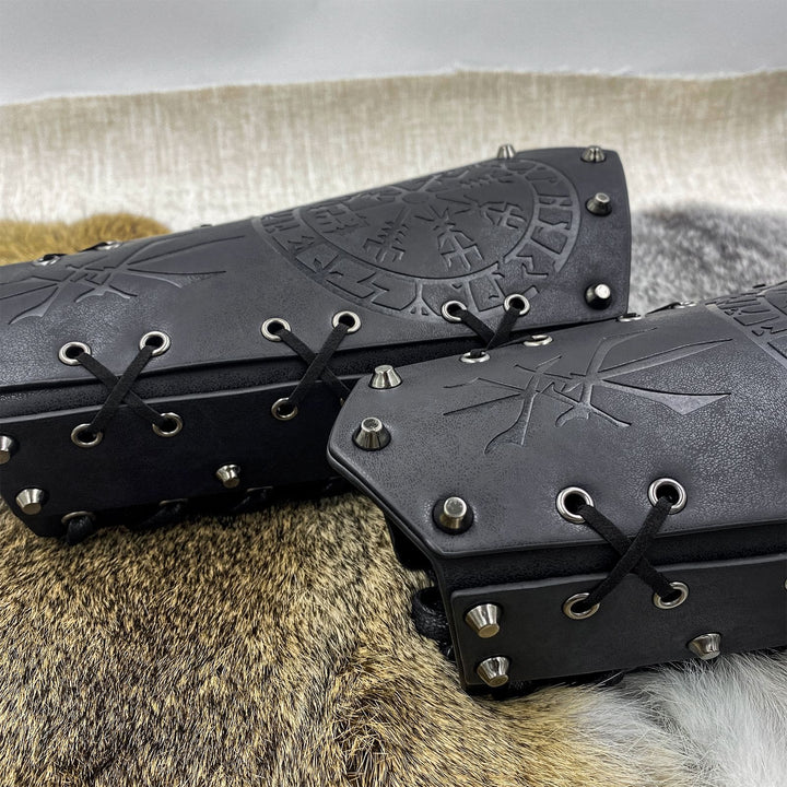 WorldNorse Viking Warrior Bucket Spike Lace Up Arm Bracers - image 25