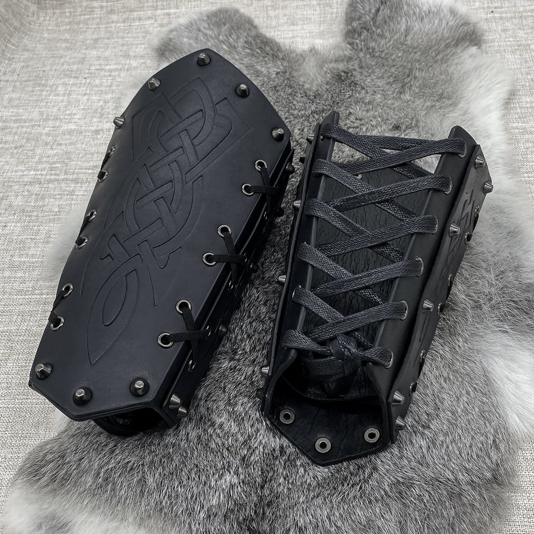 WorldNorse Viking Warrior Bucket Spike Lace Up Arm Bracers - image 7