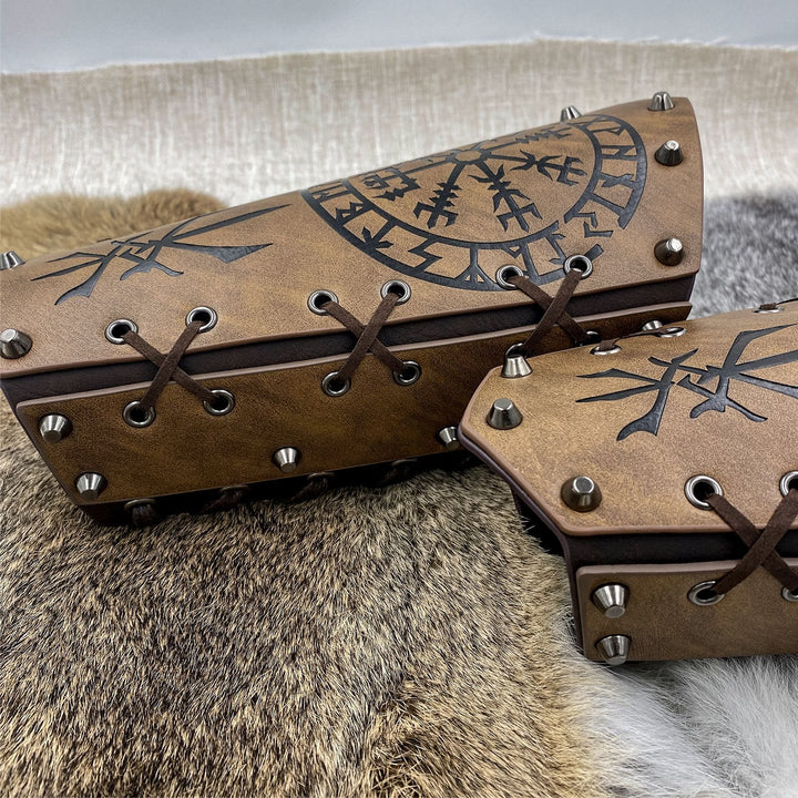 WorldNorse Viking Warrior Bucket Spike Lace Up Arm Bracers - image 19