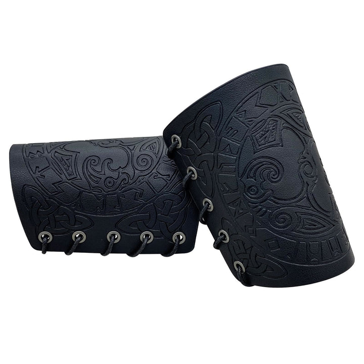 WorldNorse Mythology Odin's Raven Rune Leather Arm Bracers - image 9