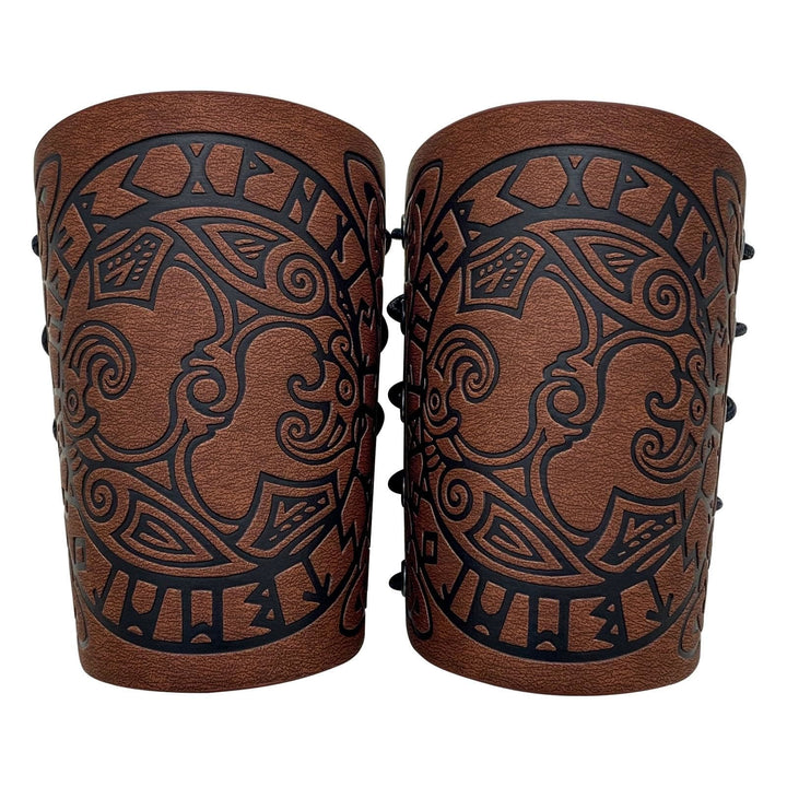 WorldNorse Mythology Odin's Raven Rune Leather Arm Bracers - image 4