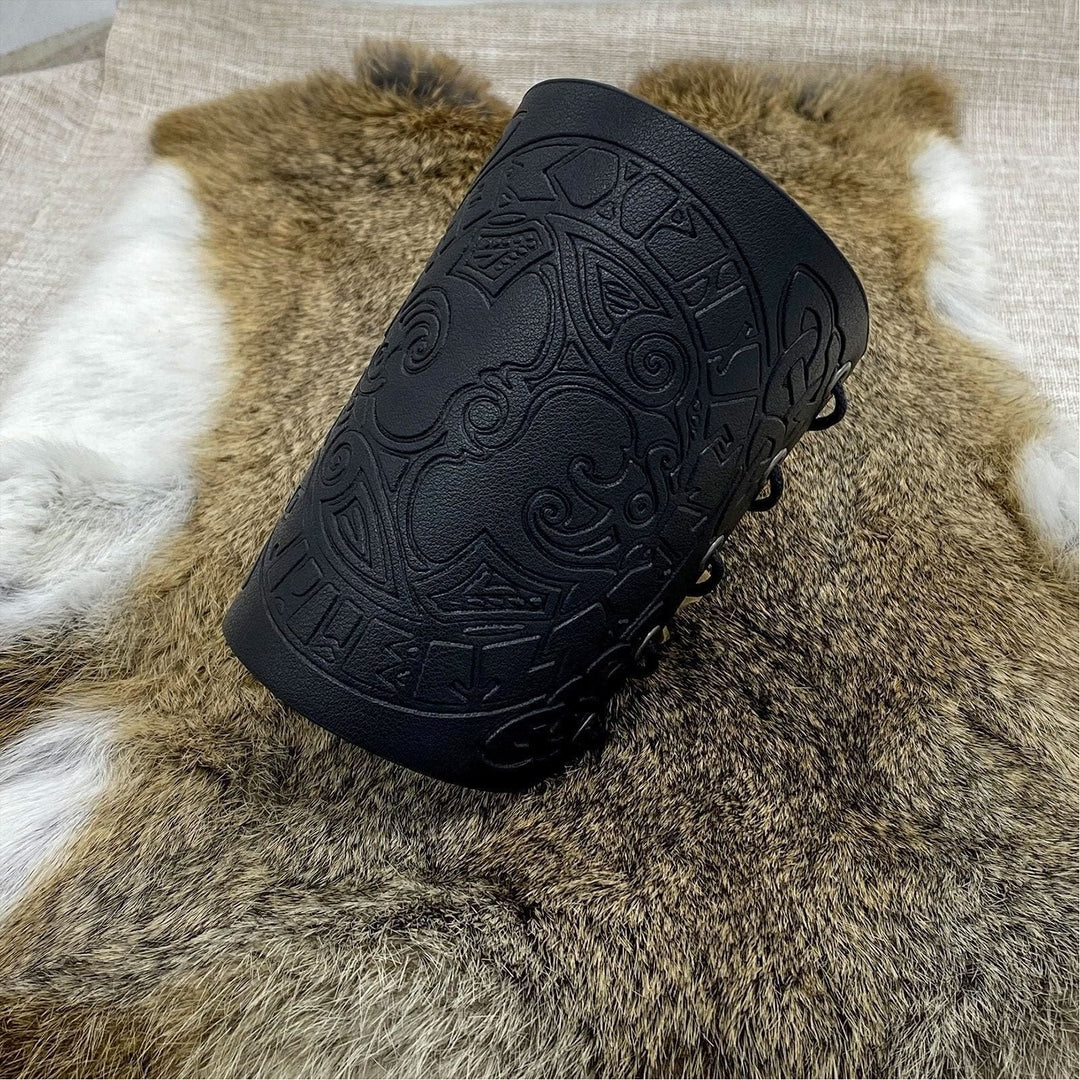 WorldNorse Mythology Odin's Raven Rune Leather Arm Bracers - image 8