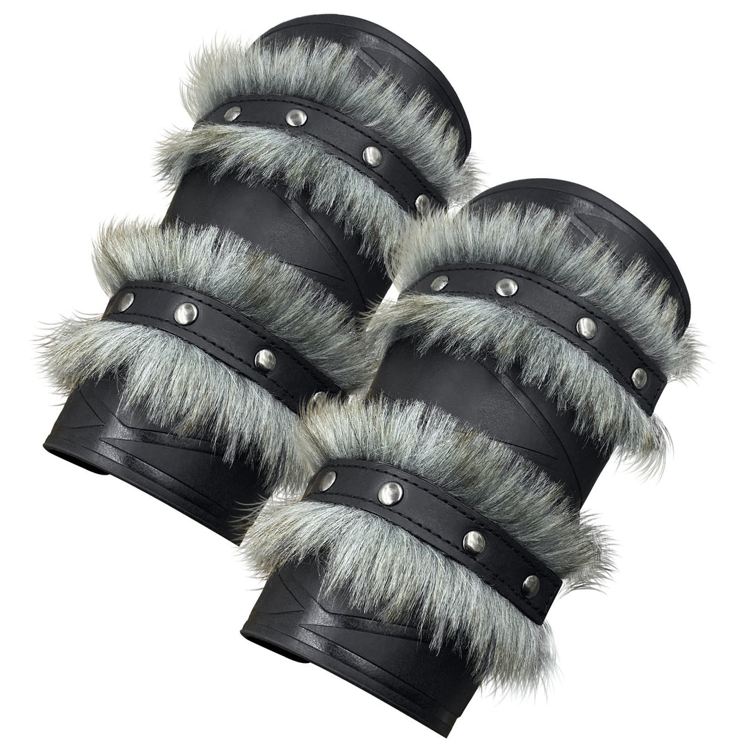 WorldNorse Medieval Knight Double Layer Raw Edge Arm Bracers - Black - image 1