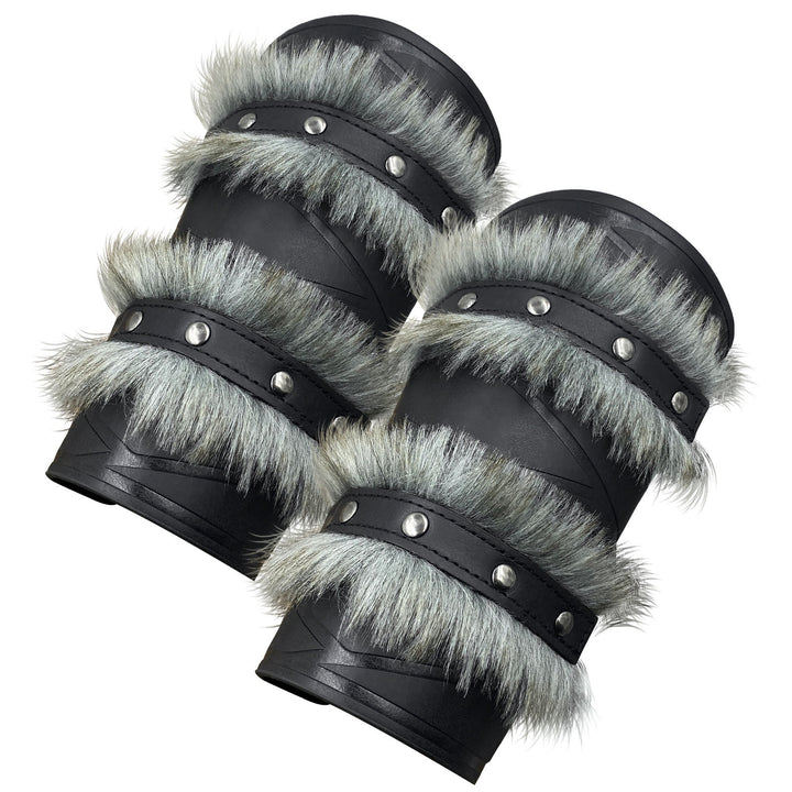 WorldNorse Medieval Knight Double Layer Raw Edge Arm Bracers - Black - image 1