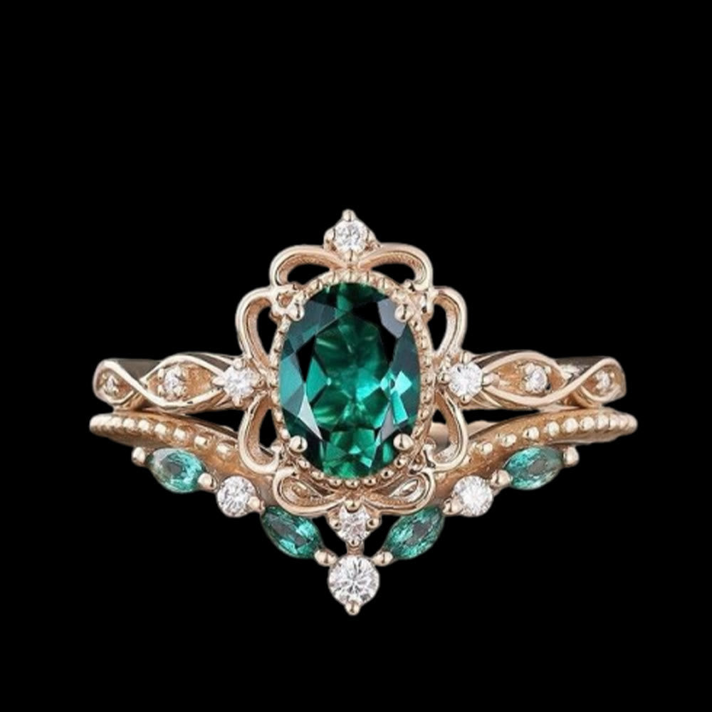 WorldNorse Elven Roots Of Yggdrasil Ring - Emerald - US 10 - image 1